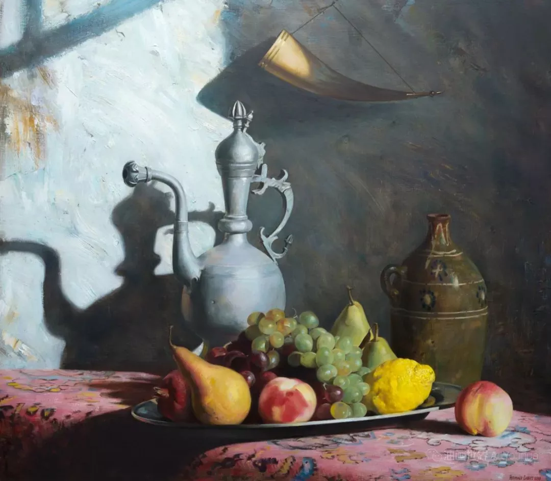 静物油画，Nurimov Sabit作品- 杭州心桥画室@中国美院美术培训
