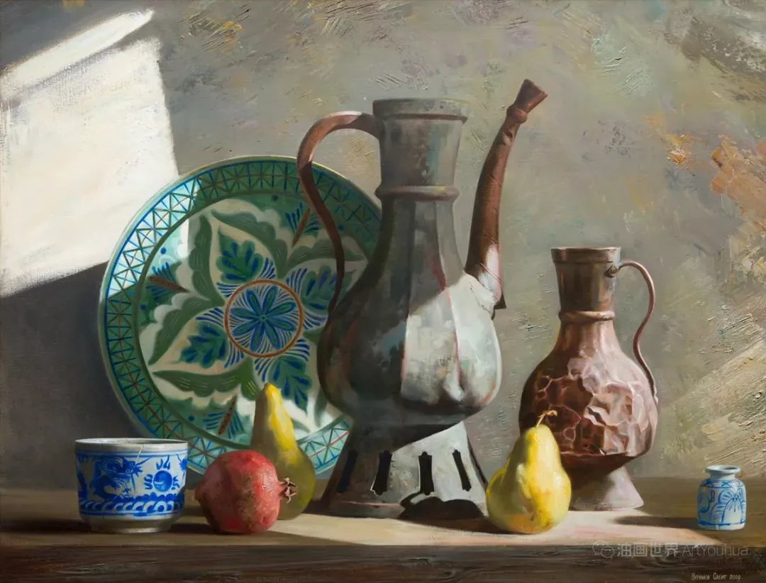 静物油画，Nurimov Sabit作品- 杭州心桥画室@中国美院美术培训