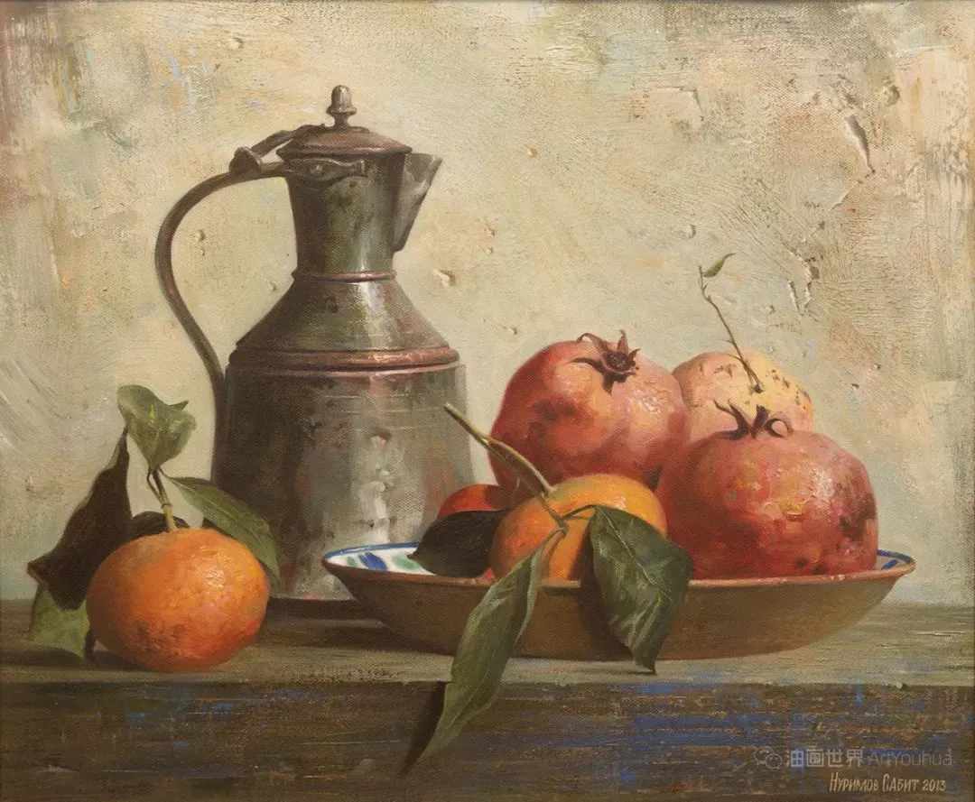 静物油画，Nurimov Sabit作品- 杭州心桥画室@中国美院美术培训