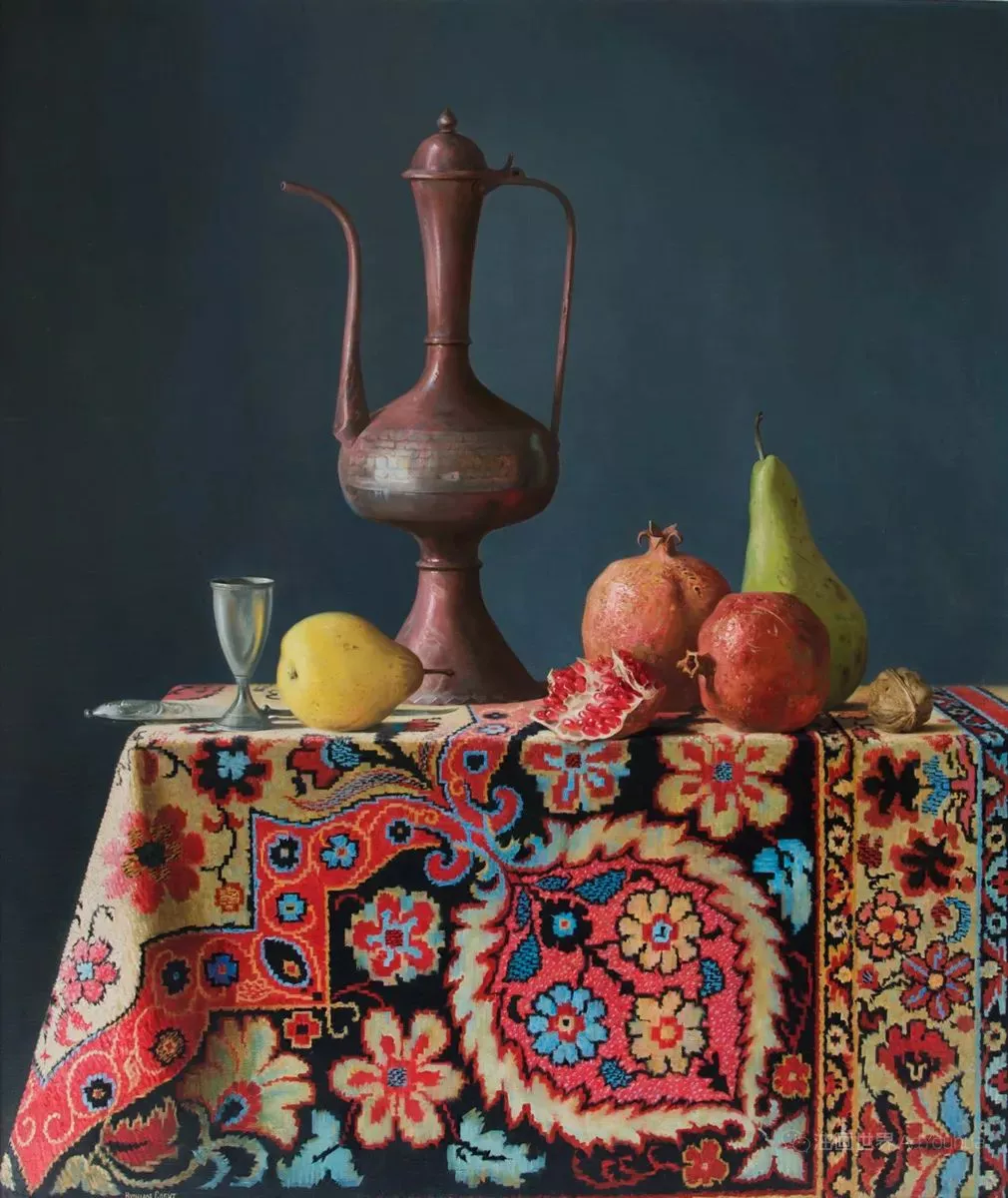 1989年制作 油彩 静物画 静物油画，Nurimov Sabit作品- 杭州心桥画室@中国美院美术培训