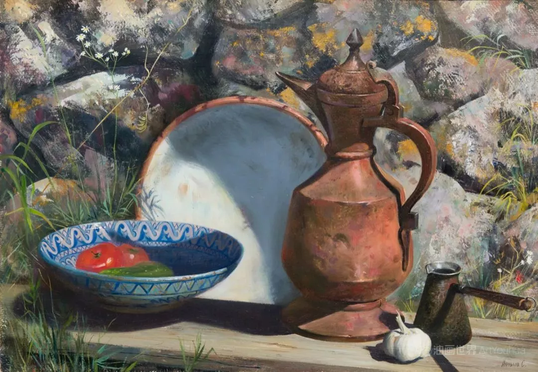 静物油画，Nurimov Sabit作品- 杭州心桥画室@中国美院美术培训